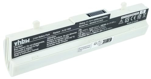 vhbw Akku kompatibel mit Asus Eee PC 1005HA-VU1X-PI | 1005HA-VU1X-WT, 1005PE, 1005P, 1005HA-VU1X-BU Notebook (4400 mAh, 11,1 V, Li-Ion) - weiß