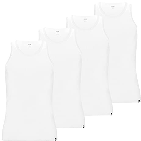PUMA Herren Basic Tank Tops Unterhemden 100000891 4er Pack, Artikel:-002 White, Wäschegröße:L