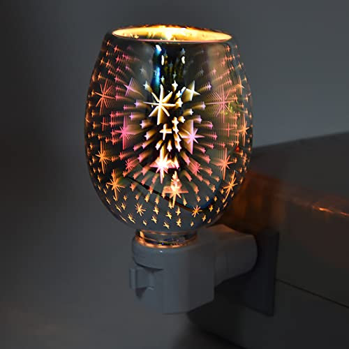 Fafeicy 3D Elektrischer Wachswärmer, 7 W 60 Hz 126x74mm Duftlampe Rauchlose Wachsschmelzer, 560 Lm Warmes Lichtstrom, für Home Office Hotel (EU-Stecker)