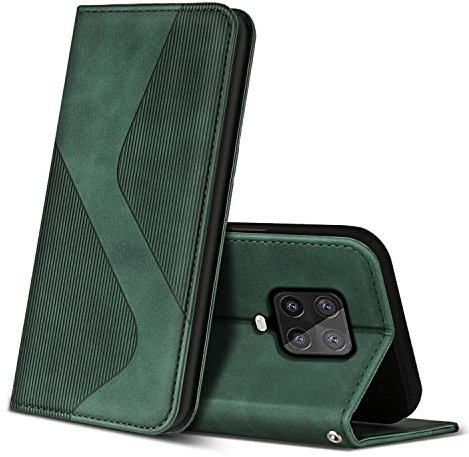 ZONNAVI Hülle für Xiaomi Redmi Note 9 Pro/Redmi Note 9S, PU Leder Handyhülle mit Kartenfächer, Flip Wallet Case Schutzhülle für Xiaomi Redmi Note 9 Pro/Redmi Note 9S (Grün)