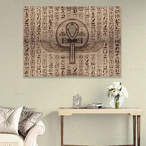 Wandkunst auf Leinwand, Ägyptisches Ankh-Wort, abstraktes Poster, moderne Heimdekoration für Wohnzimmerbilder, 50 x 70 cm, kein Rahmen