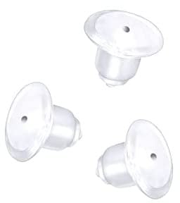 Jewels And Tools UK 20 (10 Pairs) Medium Silicone Soft Rubber Transparent Earring Backs Replacement Stopper Earnut Bullets 7mm