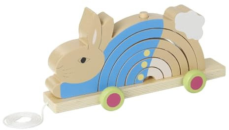 Peter Rabbit Toys, Peter Rabbit Stacking Pull Along Toy, Wooden Stacking Toy, Montessori Toddler Toy, Early Development & Activity Toys, Official Licensed Peter Rabbit Gifts by Orange Tree Toys, Blue