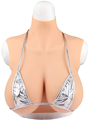 FSYH Silicone Breastplate B-H Cup Fake Boobs Realistic Breast Forms for Crossdressers Drag Queen Mastectomy Transgender,Vory White,D`CUP
