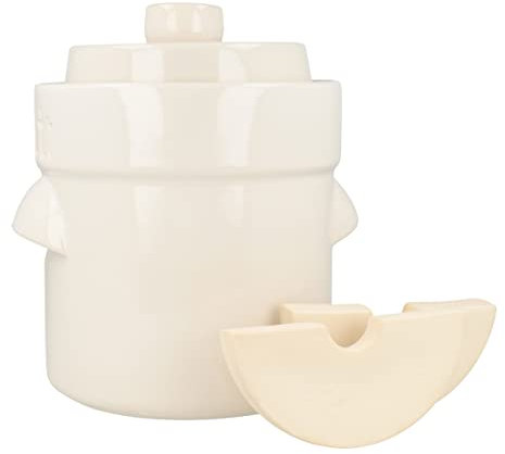 PureNature Rumtopf/Gärtopf gerade, mit Stein, cremefarben 3 Liter