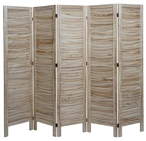 Mendler Paravent HWC-G30, Trennwand Sichtschutz Raumteiler, Shabby-Look 170x200cm - Hellbraun