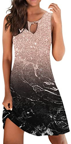 Damen-Sommerkleid, lockeres Kleid, ärmellos, Blumendruck, V-Ausschnitt, Cocktailkleid, Bauchkontrolle, Abaya-Kleid, Tanzröcke, rose, X-Large