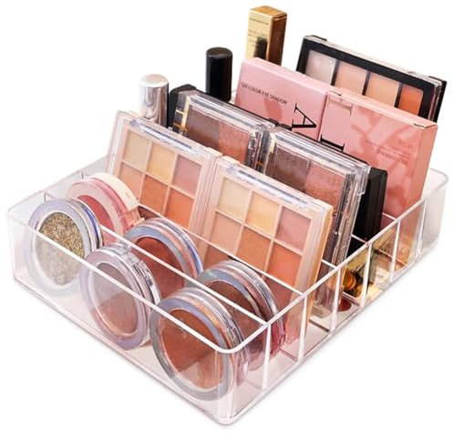 UQTUKO Organisateur de coiffeuse, palettes, organisateur de maquillage, avec 7 emplacements, en acrylique, support pour palette de maquillage, pour chambre à coucher, coiffeuse, armoire