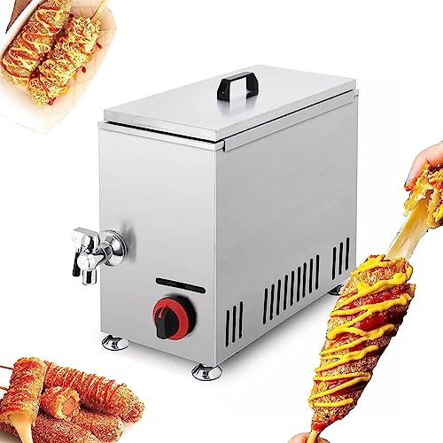 Freidora de Gas Comercial, máquina de palitos para Perros Calientes de Queso de 21 L, asador de Salchichas de 12 Piezas, freidora de Horno con Parrilla de Salchichas, Temperatura Ajustable,