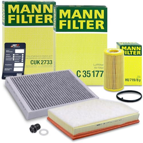 MANN-FILTER Filterset 1x Ölfilter, 1x Luftfilter, 1x Innenraumfilter (Aktivkohlefilter) Kompatibel mit VOLVO S60 II (134), S80 II (124), V60 I (155), V70 III (135), XC60 I SUV (156), XC70 II (136)
