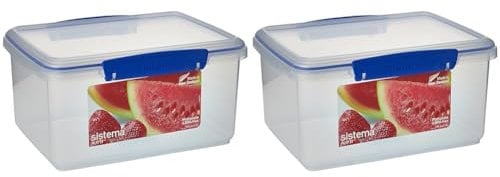 Sistema KLIP IT Food Storage Container | 3 L | Stackable Food Prep Container with Airtight Lids | BPA-Free | Blue Clips | 1 Count (Pack of 2)