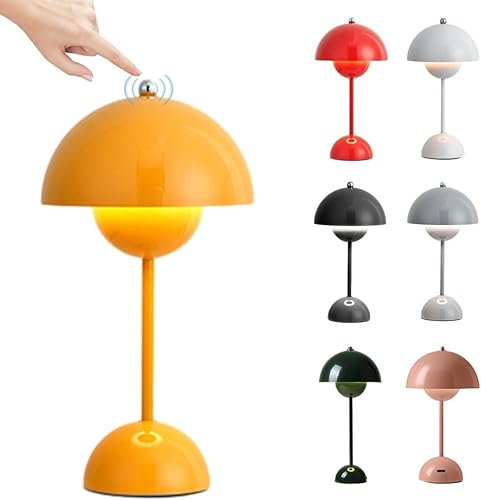 Starnearby Lampada da Tavolo LED senza Fili Ricaricabile, Lampada Fungo da Tavolo, Lampada da Comodino Touch Dimmerabile, Luce Notturna con 3 Modalità di Luminosità, Lampada Decorativa Retrò