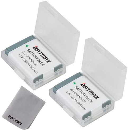 Batmax 2Pcs NB-13L Battery for Canon PowerShot G5X, G5X Mark II, G7X, G7X Mark II, G7 X Mark III, SX720 HS, SX730 HS, SX740 HS, SX620 HS, G1X Mark III, G9X, G9X Mark II