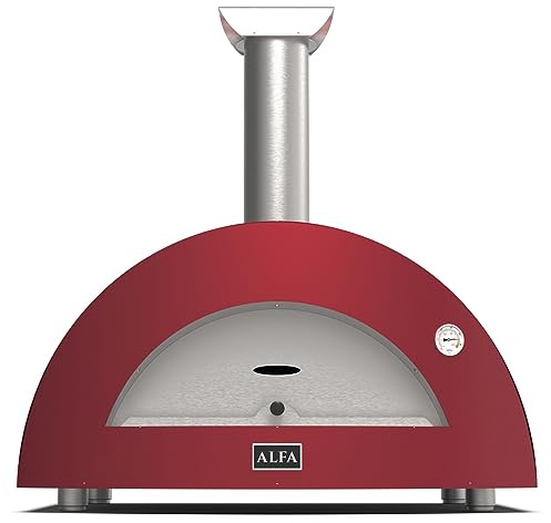 Alfa Forni Holzkohlegrill der Marke Modell Moderno 3 Pizze Legna Antique Red