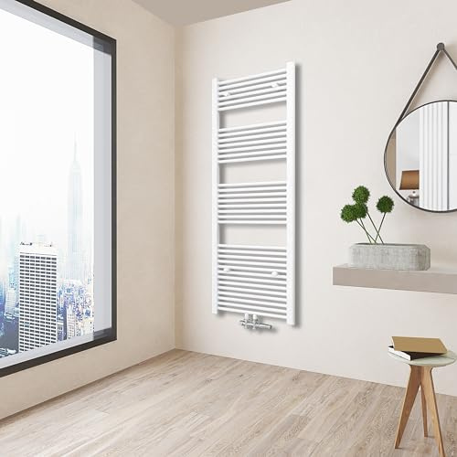 AICA Heizkörper Badheizkörper Rohrkörper Handtuchheizkörper Mittelanschluss Handtuchhalter 1600 x 500 mm Weiß Vertikal