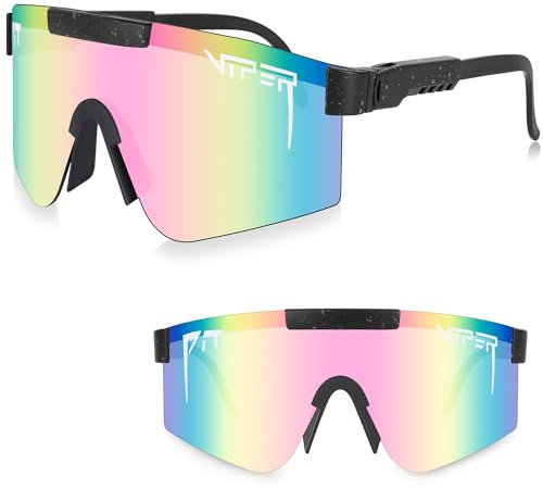 Johyzmpun Sonnenbrille Fahrradbrille Herren Damen TR90 Rahmen,UV400 Winddicht Sportbrille ür Schnelle Radfahren Laufen Golf Mtb Baseball Outdoorsport Fahrrad (Schwarz/Rosa)