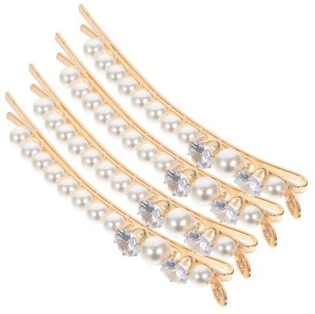 FRCOLOR 4pièces Pinces Cheveux Perles Et Strass Lot Pour Femmes Métal Décoratives Et Antidérapantes