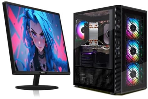 STGsivir Gaming PC Bundle, Gaming Computer Desktop, Intel10th Gen 3.5GHz, AMD RX 590 8GB, 16GB DDR4 RAM, 512GB SSD, 600M WiFi, BT 5.0, Windows 11, 22 Monitor