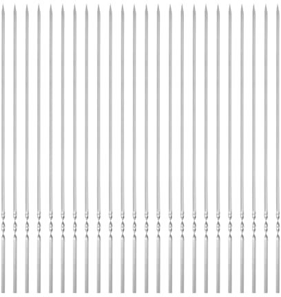 sourcing map 24 pinchos de metal de 45 cm x 5 mm x 1,4 mm, de acero inoxidable, reutilizables, para barbacoa, barbacoa, parrilla al aire libre, palo para carne, camarones, frutas y verduras