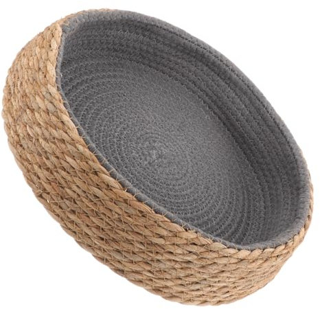 COLLBATH Rundes Gewebtes Katzen- Hundebett Natürliches Korbgeflecht Schlafhaus Für Haustiere Nestbett Für Tiere Kühlendes Und Atmungsaktives Design Leicht Zu Reinigen Und Warm Zu Halten