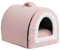 Hollypet Lit pour Chat Lit pour Chien, Pliable 2 en 1 Niche pour Animaux Domestiques, Niche en Peluche Douce et Chaude Intérieur Exterieur, Rose Clair
