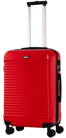 NOWI Las Palmas Koffer L – 59L Ultraleicht-Koffer, Mittelgroßer Hartschalenkoffer mit 8 Rollen 360° drehbar, Wasserabweisender Schalenkoffer mit Rollen, Robuster Trolley (rot, L)