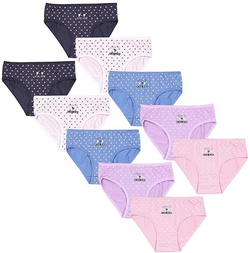TupTam Unterhosen Mädchen 10er Pack Größe 92-170 – Bequeme Unterwäsche für Mädchen aus Baumwolle, Farbe: Slips 411425B-O Herzen Blau Rosa Lila Ecru Violett, Größe: 128-134