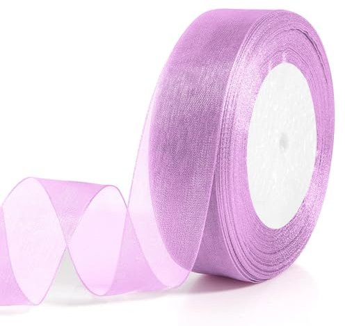 Organzaband Lila, Valentinstag Band, Geschenkband, Schleifenband Hochzeit, Champagnerrosa Satinband, 2.5cm Breit