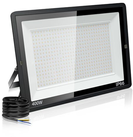 Jefedana 400W led Strahler Außen, 40000LM Superhell LED Außenstrahler, 6500K Kaltweiß LED Scheinwerfer Außenlampen IP66 Wasserdicht Aussenlampe für Garten, Innenhöfe, Garage, Hotel, Sportplatz, Türen