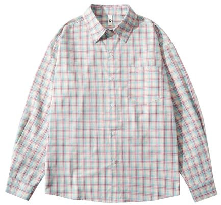 Générique Chemise à Carreaux pour Homme Mode Plaid Manches Longues Petit Haut Chemises Casual Business Plaid avec Poche (M)