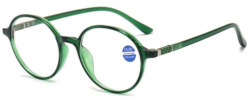 ABETOS Damen Herren Lesebrillen Runde Blaulichtfilter Rund Retro Mode Leicht Lesehilfe Sehhilfe Anti Blaulicht Lesebrillen 0.0 1.0 1.5 2.0 2.5 3.0, Grün+2.0