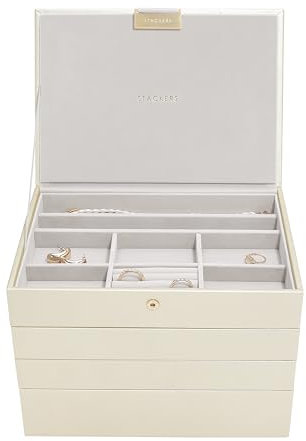 Stackers Metallic Pearl Classic Medium Jewellery Box, Set of 4