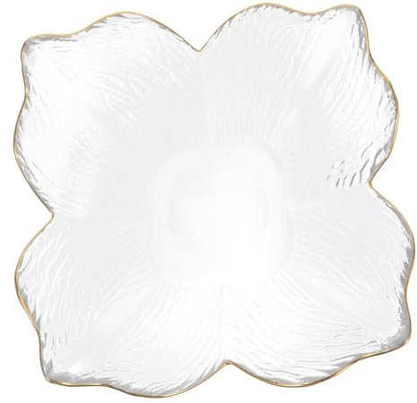 PHENOFICE Gold Rim Petal Glass Salad Bowl Glass Tableware Dessert Bowl for Fruits and Salads Kitchen Use