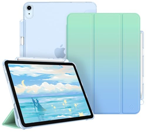 Fintie Hülle für iPad Air 11 Zoll M3 2025/M2 2024, iPad Air 5 2022/4 Generation 2020 10.9 Zoll mit Stifthalter, ultradünne leichte Schutzhülle Case mit transparenter Rückseite, Meeres Ombre