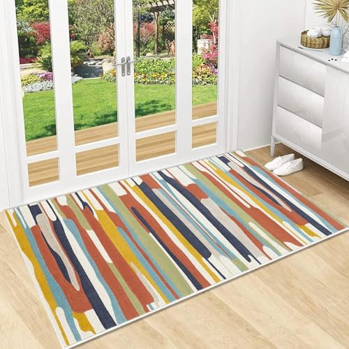 XUEDNGM Teppich Waschbar rutschfest Küchenläufer 85 x 140 cm Modern rutschfest Waschbar Dauerhaft,Antistatisch Teppich Wohnzimmer Waschbar Teppich Läufer Kurzflor für Flur, Küche, 5