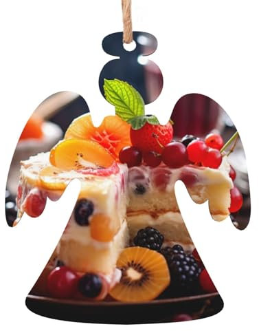 Weihnachtsbaumspitze aus Holz mit Obstkuchen-Aufdruck