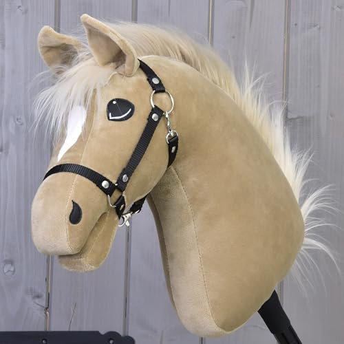 LarDen Hobby Horse Dancing Lady mit schwarzem Halfter - Größe M, HANDGEFERTIGTES Stockpferd Für Kleine, Große Kinder mit Zubehör | Spielpferd, Hobbyhorse, Pferd Zum Reiten Spielzeug, Hobby Horsing