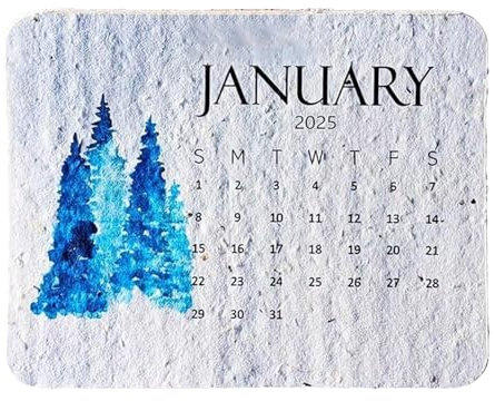 Pflanzbarer Samenkalender 2025 | Pflanzbarer 12 Monatskalender Pflanzbarer Kalender 2025 | Umweltfreundlicher Schreibtischkalender aus recyceltem Saatpapier | Ästhetischer kreativer Pflanzenkalender