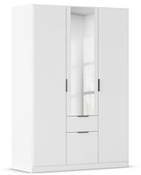 Rauch Möbel Glasgow, Kleiderschrank, Farbe Weiß, Breite 136 cm | Schrank, 3-türig, Spiegel, 2 Schubladen, für Schlafzimmer, Kinderzimmer, Babyzimmer, Garderobe, Flur