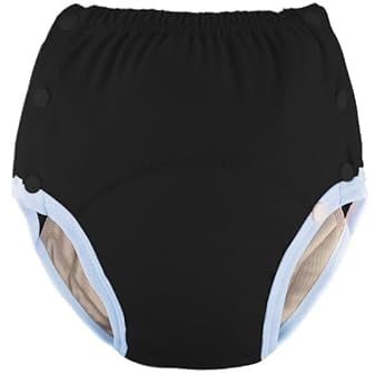 Baumwoll-Inkontinenz-Höschen für Erwachsene: waschbar, atmungsaktiv, verstellbar und auslaufsicher für ältere Menschen (schwarz, 3XL)