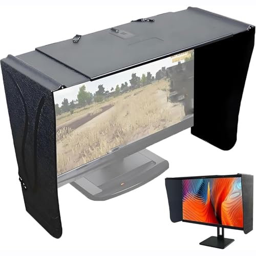 GHRERTX Computer Monitor Hood,27-inch Ddisplay Monitor Hood Sunshade, Desktop Computer Privacy Cover, Anti-stray Light, Anti-peeping Visor,Suitable for Monitor Outer Frame Width 41-66 Cm