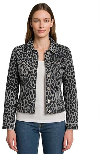 kraftd Women's Denim Jackets Casual Summer Long Sleeve Jacket | Ladies Denim Jackets Button Up Slim Fit | Stretch Denim Jacket | Jacket Women UK With Collared Neckline And Pockets (Grey, 14)