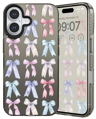 ZCDAYE Case for iPhone 16 Plus,Cute Stylish Bows Leopard Bows Leopard Pattern Printed Phone Case, TPU Shockproof Protective Shell Women Girls Cases Phone Cover for iPhone 16 Plus (6.7 inch), Black Bow