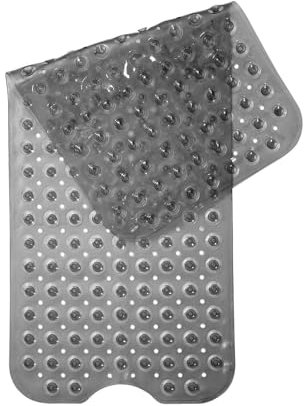 Alfombra Antideslizante para Bañera y Ducha 100x40cm, 200 Ventosas Ultra-Fuertes, Material Suave Antibacterial, Lavable a Máquina, Color Anti-Manchas, Seguridad Familiar (Gris)