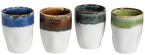 Creatable, 24342, Serie Squeezy Cascade, 4-teiliges Geschirrset für 4 Personen, Kaffeebecher Set aus Steinzeug, spülmaschinen- und mikrowellengeeignet, Qualitätsproduktion