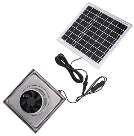 Oreilet Kit Ventilador Paneles Solares, Panel Solar Silicio Monocristalino 8W con Ventilador Escape para Cocina Invernadero Mascotas Coop, IP67 a Prueba Agua Circulación Circulación