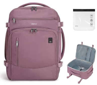 ECOHUB Zaino EasyJet 45x36x20, Zaino da Viaggio come Bagaglio a Mano Aereo | Cerniera SBS, Apertura a 180°, Scomparto per Laptop, Resistente all'acqua, Riciclato, Unisex, per Lavoro, Trekking, Rosa