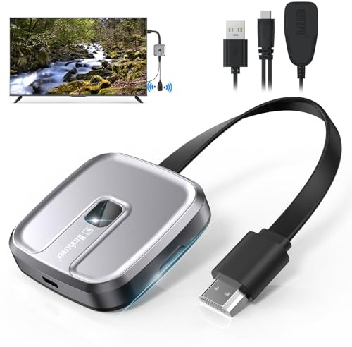 Wireless HDMI Dongle 4K, Récepteur HDMI sans Fil, 2.4G/5GHz Screen Mirroring Display Wireless Adaptateur pour iOS/Android/Windows/Miracast/Chromecast/Google/TV/Moniteur/projecteur/Streaming vidéo