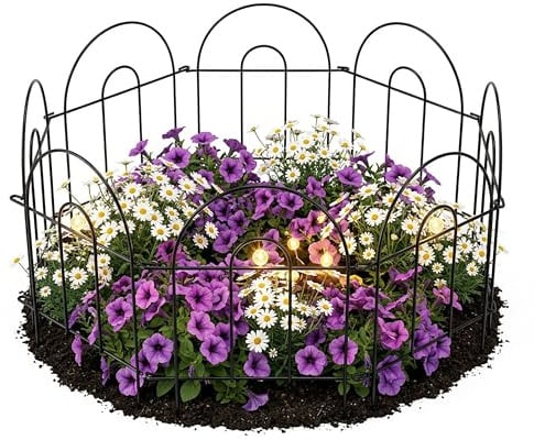 Relaxdays Beetzaun Metall, 6 modulare Zaunelemente Rundbogen, HxB: 45x240 cm, Garten Beeteinfassung zum Stecken, schwarz
