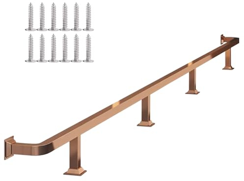 Bar Foot Rail Brackets with Screws, Heavy Duty Square Tube Stainless Footrest Railing for Home Kitchen Restaurant Pub Counter, 4 5 6 7 8 9 10 12 16 Ft(Rose Gold,L 240cm/7.8ft)